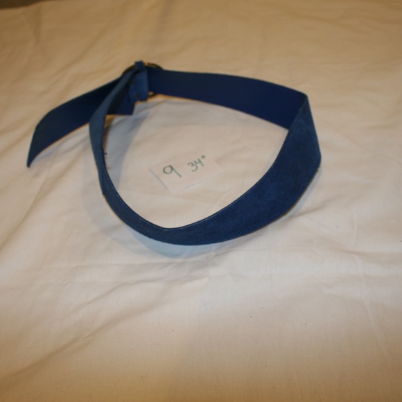 ?80s Cobolt Blue Suede Genuine Asymmetrical Leather Vintage Belt 24- 30\